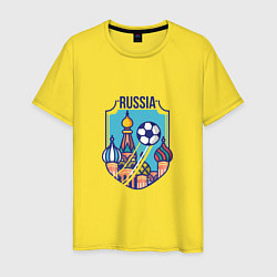 Футболка хлопковая мужская Football - Russia, цвет: желтый