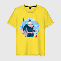 Футболка хлопковая мужская Фигура Супермена, цвет: желтый