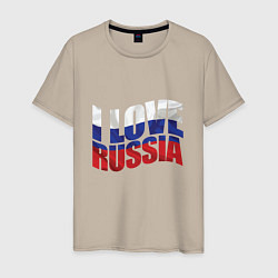 Футболка хлопковая мужская Love - Russia, цвет: миндальный