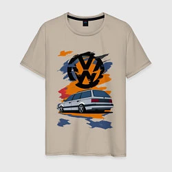 Футболка хлопковая мужская VW Passat B3 Variant, цвет: миндальный