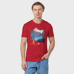 Футболка хлопковая мужская Бег и Горные Трейлы, цвет: красный — фото 2