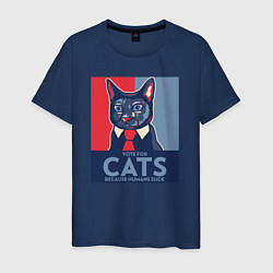 Футболка хлопковая мужская Vote for cats, цвет: тёмно-синий