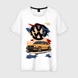 Футболка хлопковая мужская Volkswagen Golf 2, цвет: белый