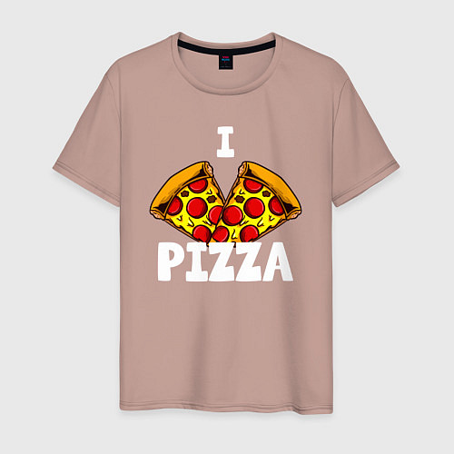 Мужская футболка Я люблю пиццу 2 слайса / Пыльно-розовый – фото 1