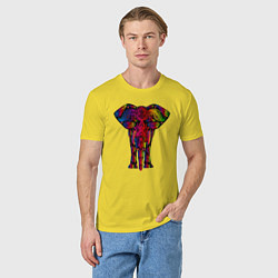 Футболка хлопковая мужская Психоделически раскрашенный слон, цвет: желтый — фото 2