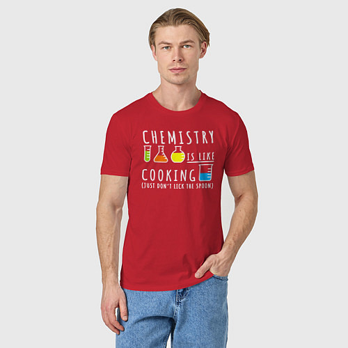 Мужская футболка Химия похожа на кулинарию / Красный – фото 3