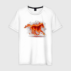 Футболка хлопковая мужская Fire horse огненная лошадь, цвет: белый