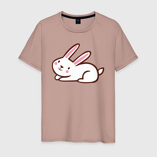 Мужская футболка Зайка беленький / Пыльно-розовый – фото 1
