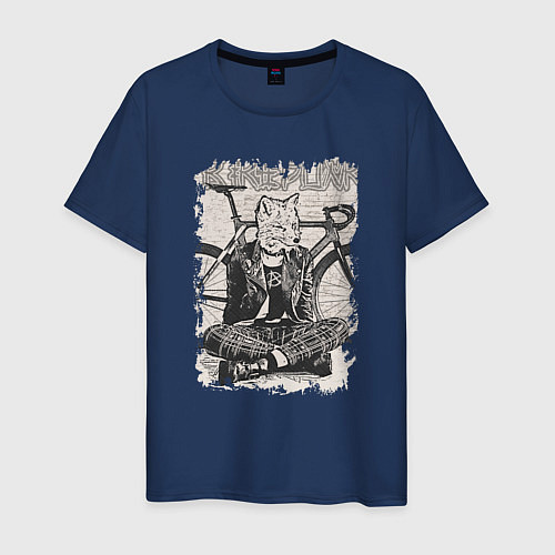 Мужская футболка Bike punk fox rider / Тёмно-синий – фото 1