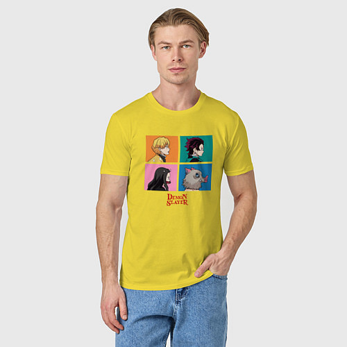 Мужская футболка Клинок, рассекающий демонов Коллаж / Желтый – фото 3