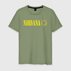 Футболка хлопковая мужская Nirvana logo, цвет: авокадо