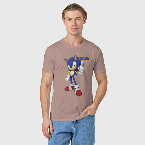 Мужская футболка Sonic Hedgehog Video game / Пыльно-розовый – фото 3