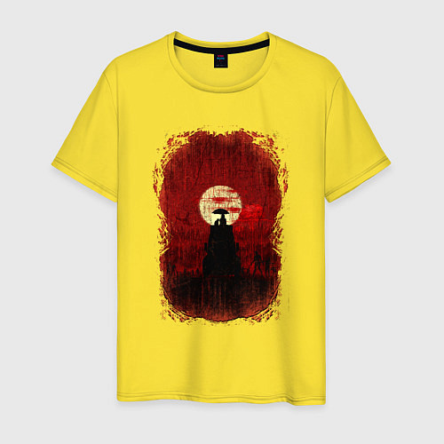 Мужская футболка Девочка с зонтиком и котиком / Желтый – фото 1
