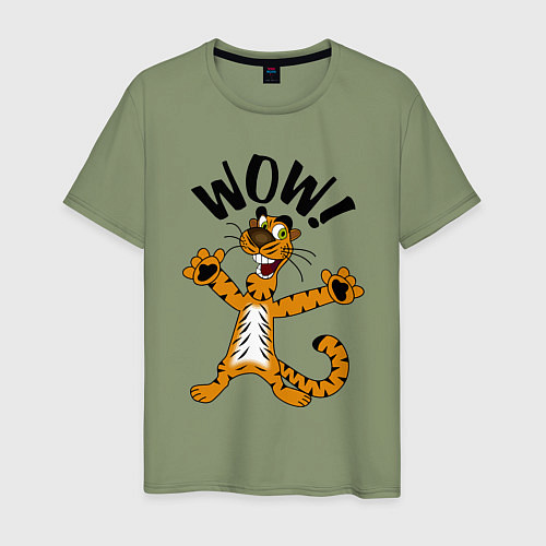 Мужская футболка Офигевший тигр Wow! / Авокадо – фото 1