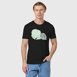 Футболка хлопковая мужская Милая Черепашка Спит, цвет: черный — фото 2
