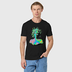 Футболка хлопковая мужская Gorgon Medusa Vaporwave Neon, цвет: черный — фото 2