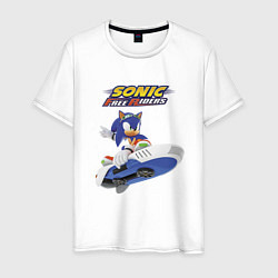 Футболка хлопковая мужская Sonic Free Riders Hedgehog Racer, цвет: белый