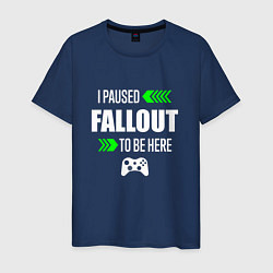 Футболка хлопковая мужская Fallout I Paused, цвет: тёмно-синий