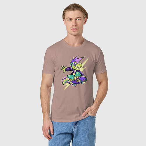 Мужская футболка Cool Dino Skater Neon / Пыльно-розовый – фото 3