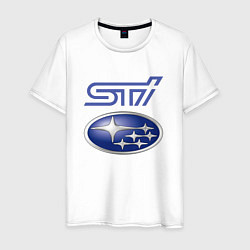 Футболка хлопковая мужская SUBARU STI FS, цвет: белый