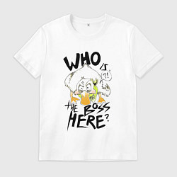 Футболка хлопковая мужская Утка босс, цвет: белый