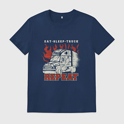 Футболка хлопковая мужская Eat Sleep Truck Repeat, цвет: тёмно-синий