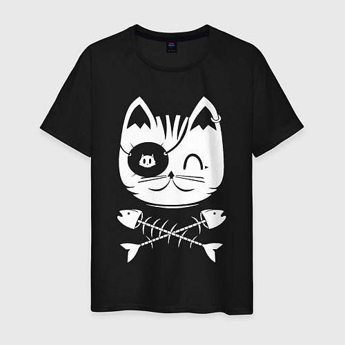Мужская футболка Голова кота Skull Hype / Черный – фото 1