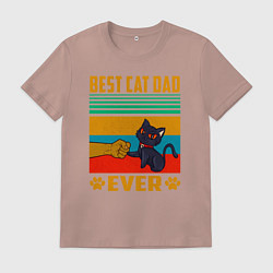 Футболка хлопковая мужская Лучший кошачий батя на свете, цвет: пыльно-розовый