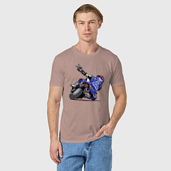 Футболка хлопковая мужская Yamaha racing team Racer, цвет: пыльно-розовый — фото 2