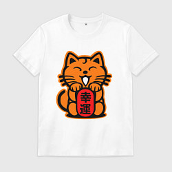 Футболка хлопковая мужская JDM Cat, цвет: белый