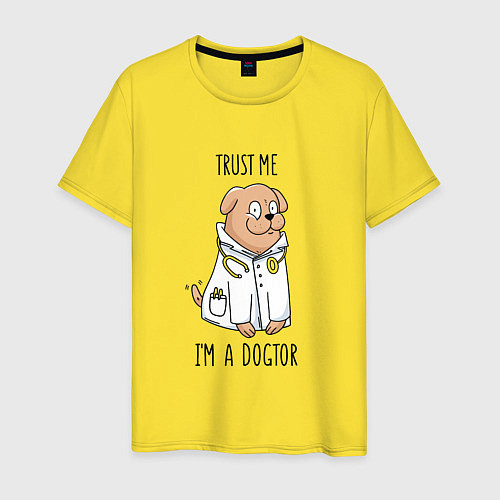 Мужская футболка Trust me im a dogtor Верь мне я догтор / Желтый – фото 1