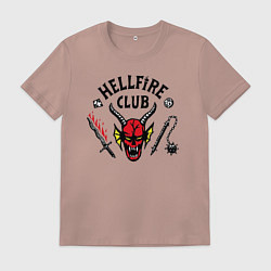 Футболка хлопковая мужская Hellfire Club Stranger Things 4, цвет: пыльно-розовый