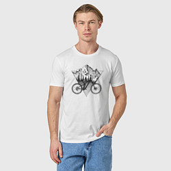 Футболка хлопковая мужская Downhill ride bike, цвет: белый — фото 2