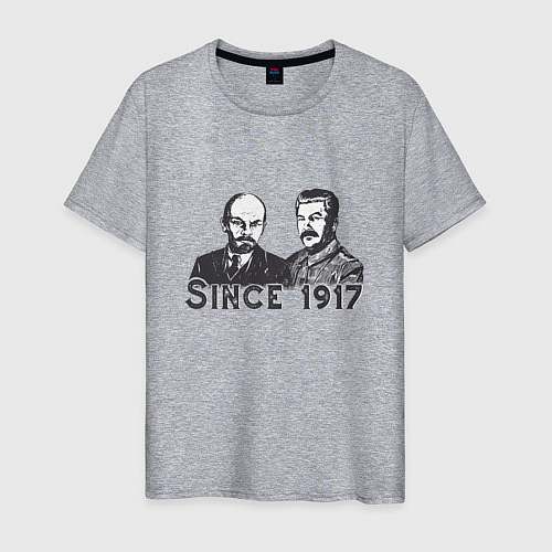 Мужская футболка Ленин и Сталин Революция 1917 / Меланж – фото 1