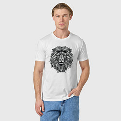 Футболка хлопковая мужская Лев в стиле Мандала Mandala Lion, цвет: белый — фото 2