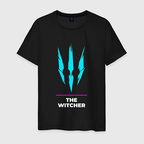 Мужская футболка Символ The Witcher в неоновых цветах / Черный – фото 1