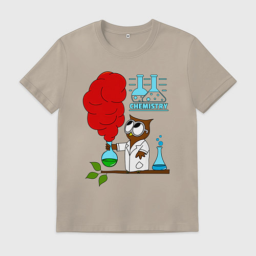 Мужская футболка Сова химик / Миндальный – фото 1