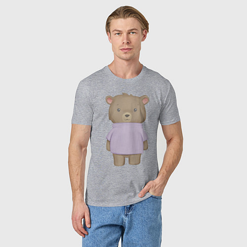 Мужская футболка Милый Медвежонок В Кофте / Меланж – фото 3
