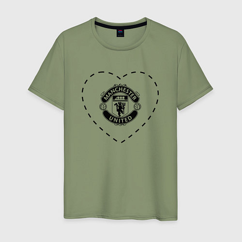 Мужская футболка Лого Manchester United в сердечке / Авокадо – фото 1