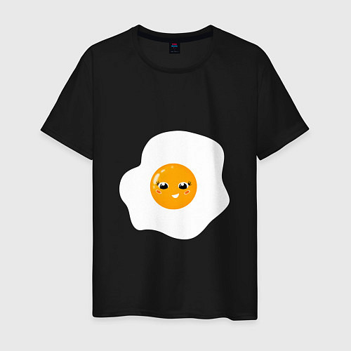 Мужская футболка Веселая яичница глазунья, завтрак с улыбкой / Черный – фото 1