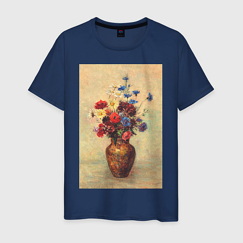 Мужская футболка Flowers in a Vase Букет цветов / Тёмно-синий – фото 1