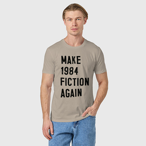 Мужская футболка Сделайте 1984 снова литературой / Миндальный – фото 3