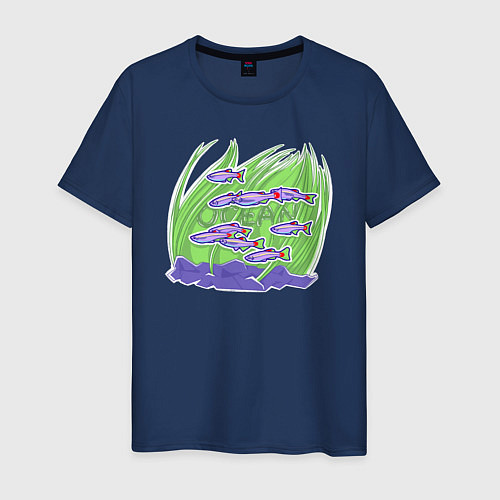 Мужская футболка Океан Подводный мир / Тёмно-синий – фото 1