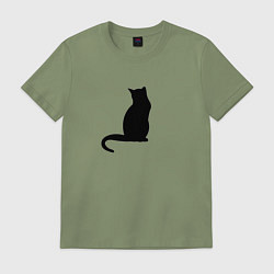 Футболка хлопковая мужская Black kitten, цвет: авокадо