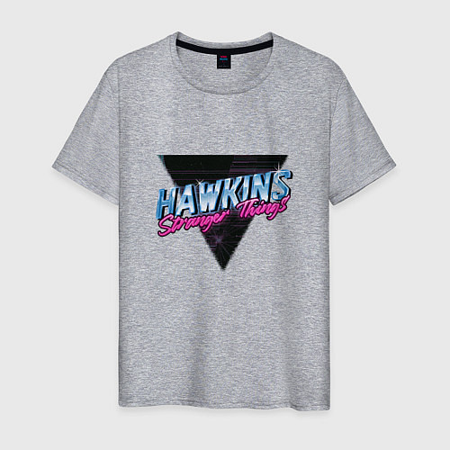 Мужская футболка Hakwins Stranger Things Retrowave Neon / Меланж – фото 1