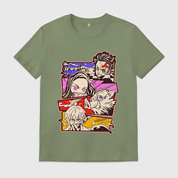 Футболка хлопковая мужская Клинок, рассекающий демонов Истребитель демонов, цвет: авокадо