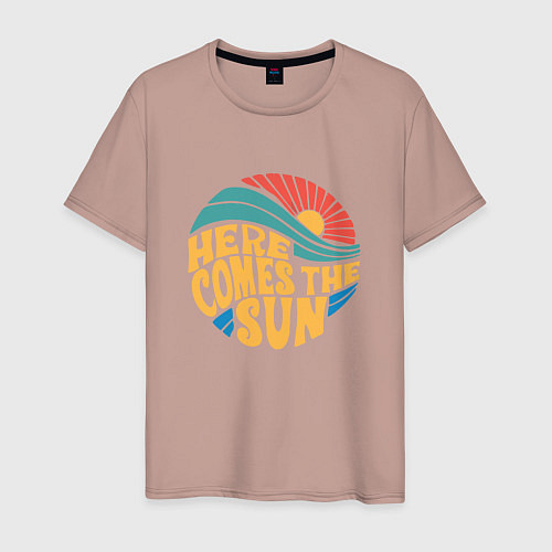 Мужская футболка Here Comes the Sun Лето / Пыльно-розовый – фото 1
