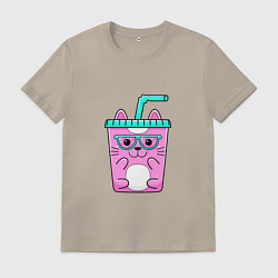 Футболка хлопковая мужская CAT COCKTAIL, цвет: миндальный