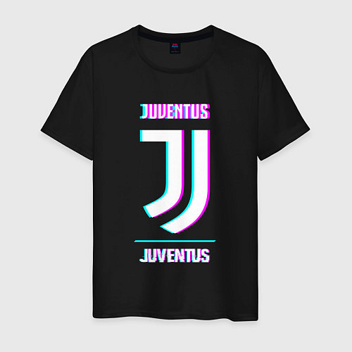 Мужская футболка Juventus FC в стиле Glitch / Черный – фото 1