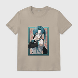 Футболка хлопковая мужская Hatsune Miku Drain, цвет: миндальный